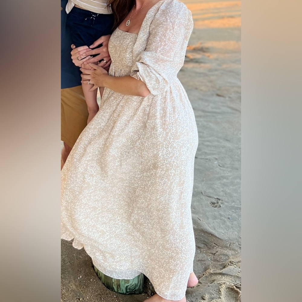 Pink Blush Beige Chiffon Dress